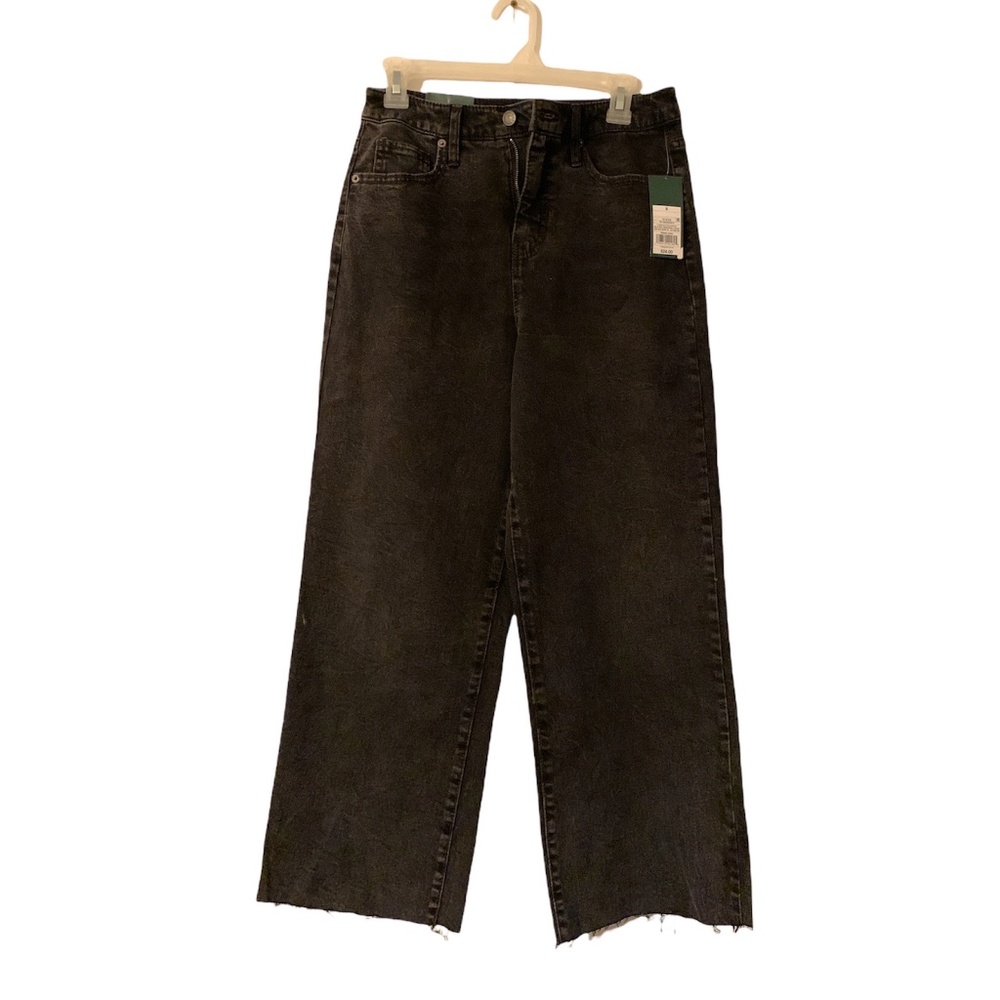 Wild Fable Jeans Black Wide Leg Distressed Hem Wms Size 8 NWT.